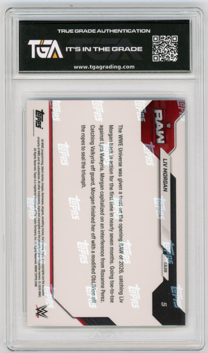 Liv Morgan #5 2026 Topps Now WWE Graded TGA 10 Flawless Black Label