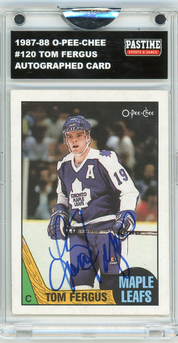 Tom Fergus #120 1987/88 O-Pee-Chee Hockey Autographed Card Encased in Magpro