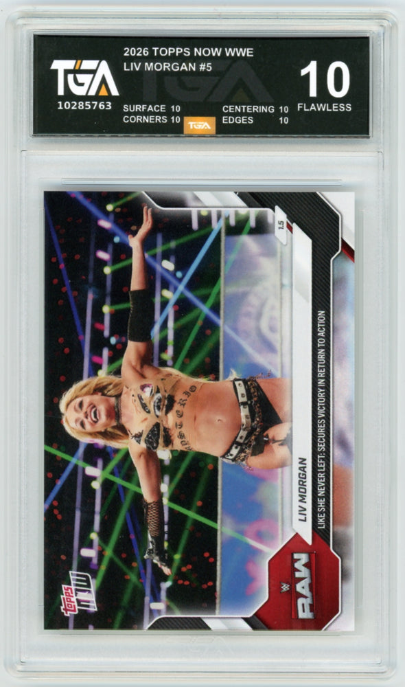 Liv Morgan #5 2026 Topps Now WWE Graded TGA 10 Flawless Black Label