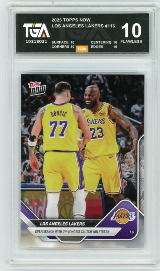 Luka Doncic/Lebron James Los Angeles Lakers #116 2025 Topps Now NBA Graded TGA 10 Flawless Black Label