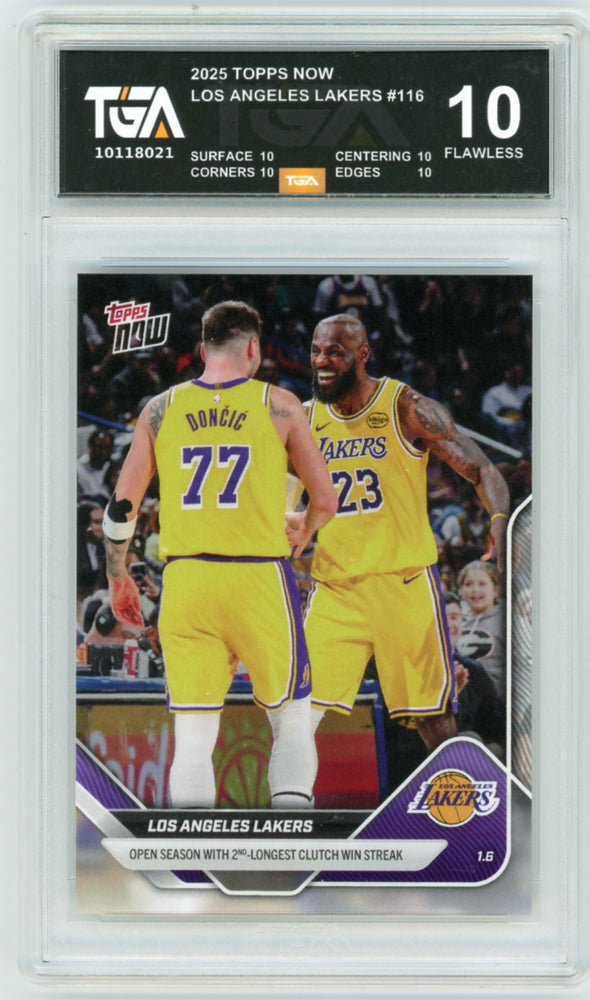 Luka Doncic/Lebron James Los Angeles Lakers #116 2025 Topps Now NBA Graded TGA 10 Flawless Black Label