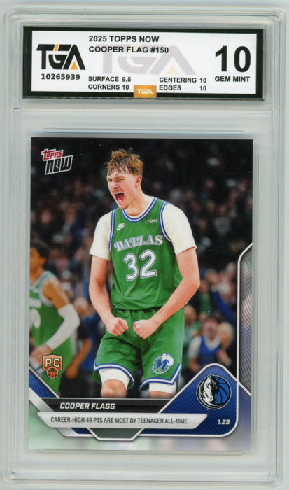 Cooper Flag #150 2025 Topps Now NBA Graded TGA 10 Gem Mint