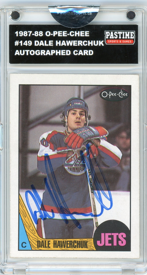 Dale Hawerchuk #149 1987/88 O-Pee-Chee Hockey Autographed Card Encased in Magpro