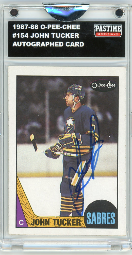 John Tucker #154 1987/88 O-Pee-Chee Hockey Autographed Card Encased in Magpro