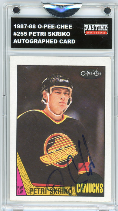Petri Skriko #255 1987/88 O-Pee-Chee Hockey Autographed Card Encased in Magpro