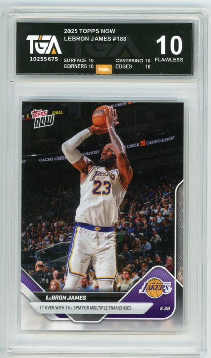 Lebron James #188 2025 Topps Now NBA Graded TGA 10 Flawless Black Label