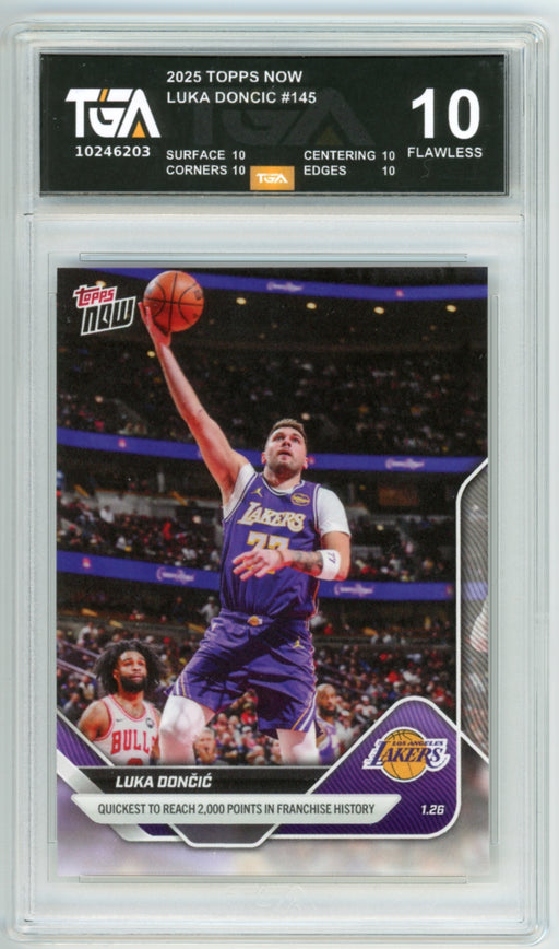Luka Doncic #145 2025 Topps Now NBA Graded TGA 10 Flawless Black Label
