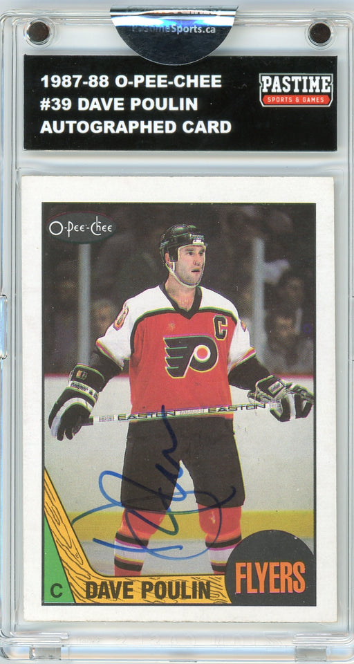 Dave Poulin #39 1987/88 O-Pee-Chee Hockey Autographed Card Encased in Magpro