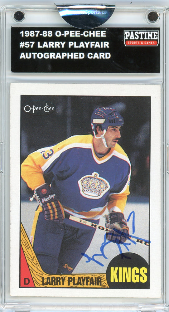 Larry Playfair #57 1987/88 O-Pee-Chee Hockey Autographed Card Encased in Magpro