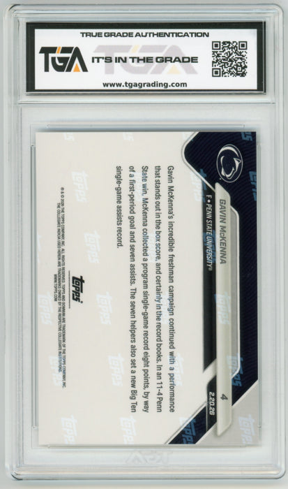 Gavin Mckenna 2025 #4 Bowman U Now Rookie Graded TGA 10 Gem Mint