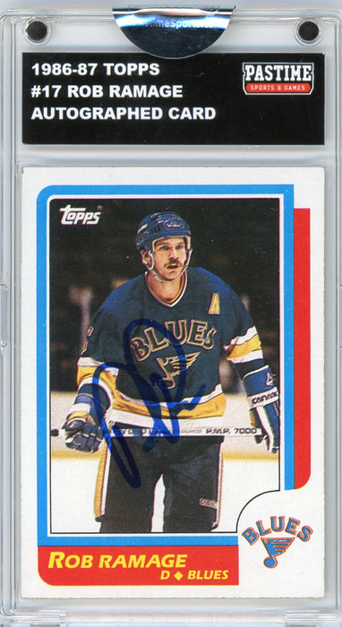 Rob Ramage #17 1986/87 Topps Hockey Autographed Card Encased in Magpro