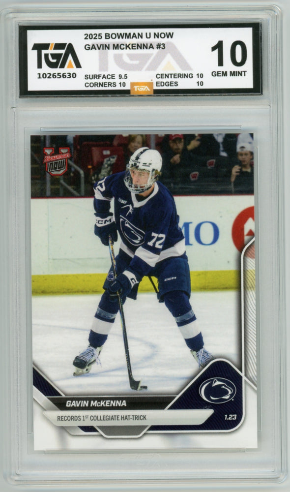 Gavin Mckenna 2025 #3 Bowman U Now Rookie Graded TGA 10 Gem Mint