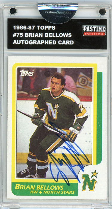 Brian Bellows #75 1986/87 Topps Hockey Autographed Card Encased in Magpro