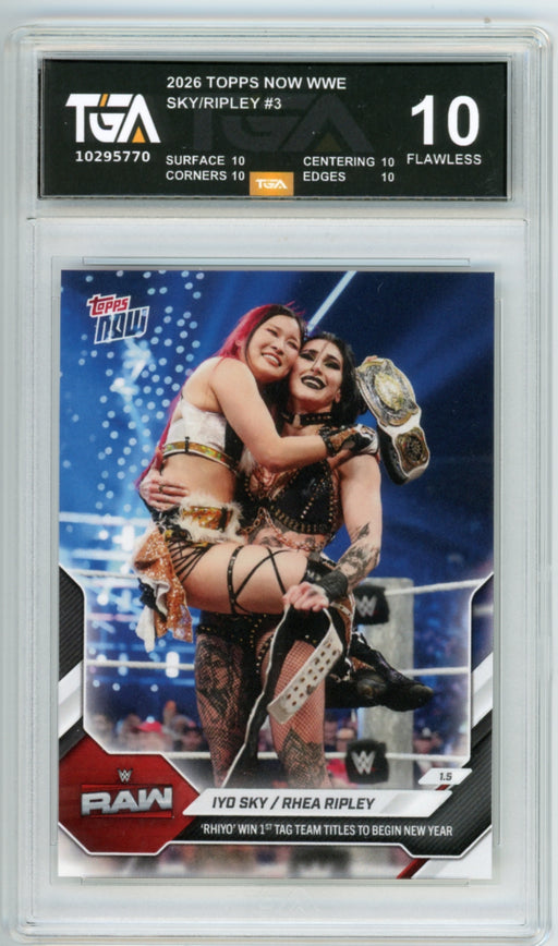 Iyo Sky/Rhea Ripley #3 2026 Topps Now WWE Graded TGA 10 Flawless Black Label
