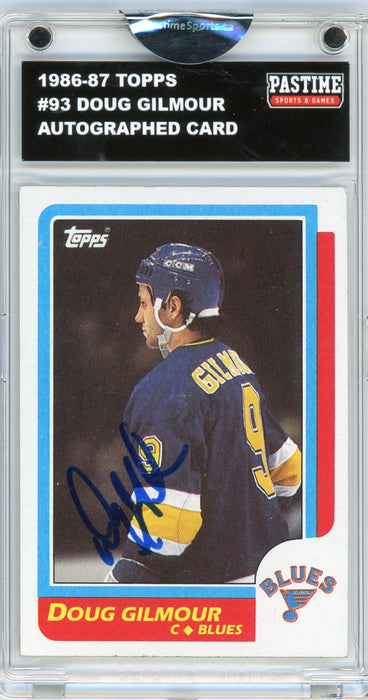 Doug Gilmour #93 1986/87 Topps Hockey Autographed Card Encased in Magpro