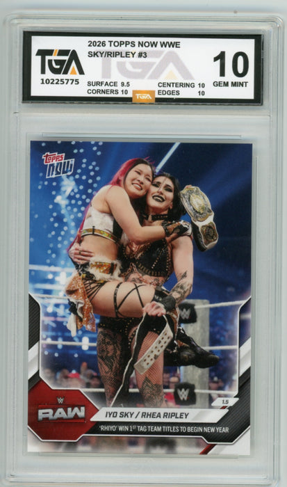 Iyo Sky/Rhea Ripley #3 2026 Topps Now WWE Graded TGA 10 Gem Mint