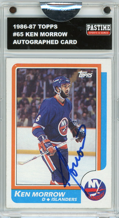 Ken Morrow #65 1986/87 Topps Hockey Autographed Card Encased in Magpro