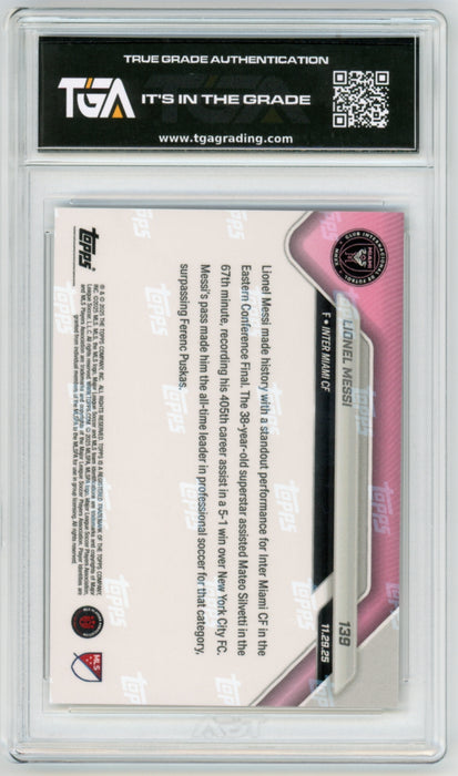 Lionel Messi #139 2025 Topps Now MLS Graded TGA 10 Flawless Black Label