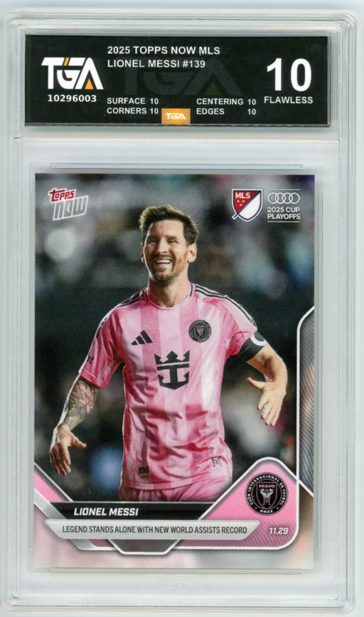 Lionel Messi #139 2025 Topps Now MLS Graded TGA 10 Flawless Black Label