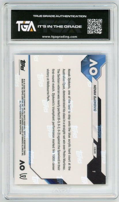 Novak Djokovic #1 2026 Topps Now Tennis Debut Card Graded TGA 10 Flawless Black Label