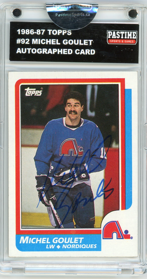 Michel Goulet #92 1986/87 Topps Hockey Autographed Card Encased in Magpro