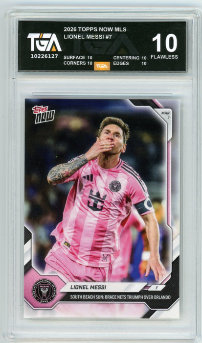 Lionel Messi #7 2026 Topps Now MLS Graded TGA 10 Flawless Black Label