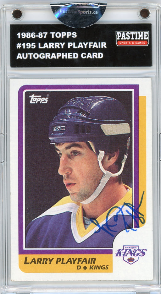Larry Playfair #195 1986/87 Topps Hockey Autographed Card Encased in Magpro