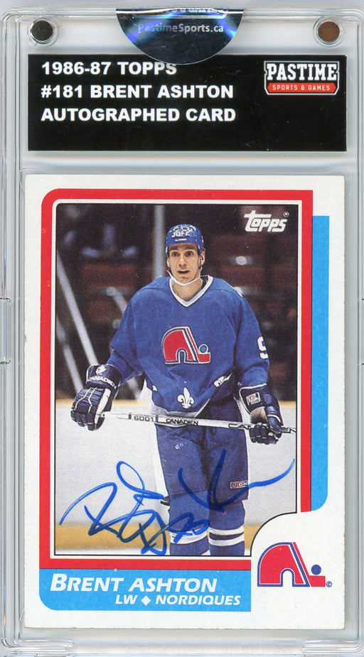 Brent Ashton #181 1986/87 Topps Hockey Autographed Card Encased in Magpro
