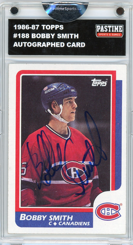 Bobby Smith #188 1986/87 Topps Hockey Autographed Card Encased in Magpro