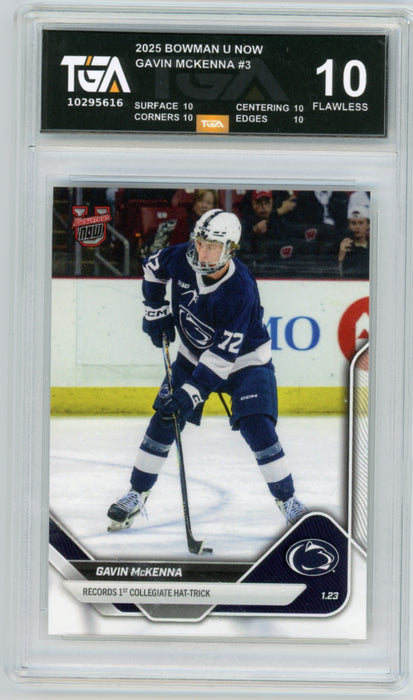 Gavin Mckenna 2025 #3 Bowman U Now Rookie Graded TGA 10 Flawless Black Label