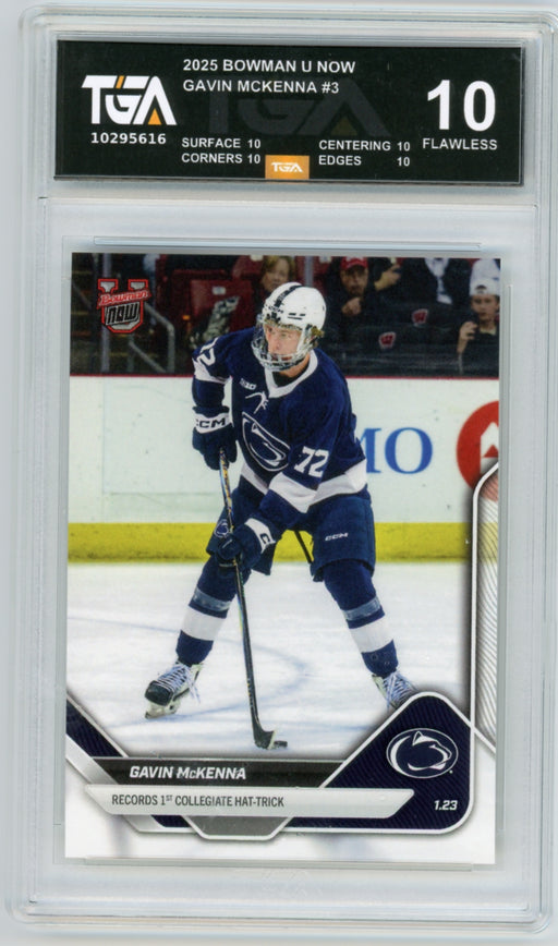 Gavin Mckenna 2025 #3 Bowman U Now Rookie Graded TGA 10 Flawless Black Label