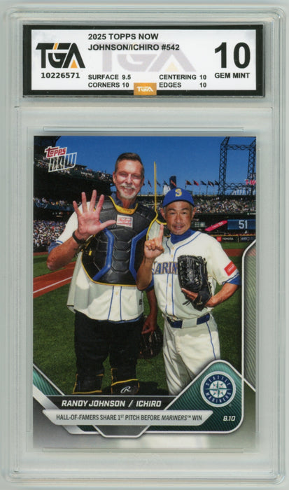 Randy Johnson/Ichiro Suzuki #542 2025 Topps Now MLB Graded TGA 10 Gem Mint