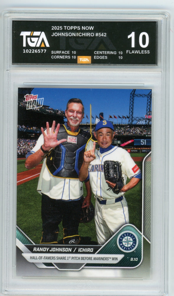 Randy Johnson/Ichiro Suzuki #542 2025 Topps Now MLB Graded TGA 10 Flawless Black Label