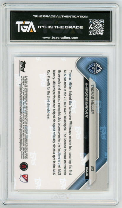 Thomas Muller #93 2025 Topps Now MLS Debut Card Graded TGA 10 Flawless Black Label
