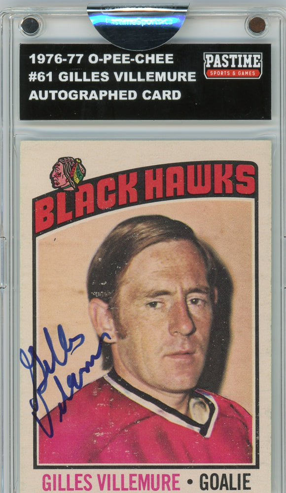 Gilles Villemure #61 1976/77 O-Pee-Chee Hockey Autographed Card Encased in Magpro
