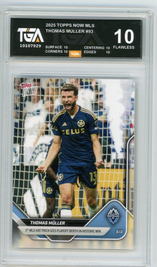 Thomas Muller #93 2025 Topps Now MLS Debut Card Graded TGA 10 Flawless Black Label