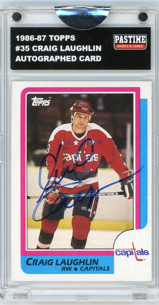 Craig Laughlin #35 1986/87 Topps Hockey Autographed Card Encased in Magpro