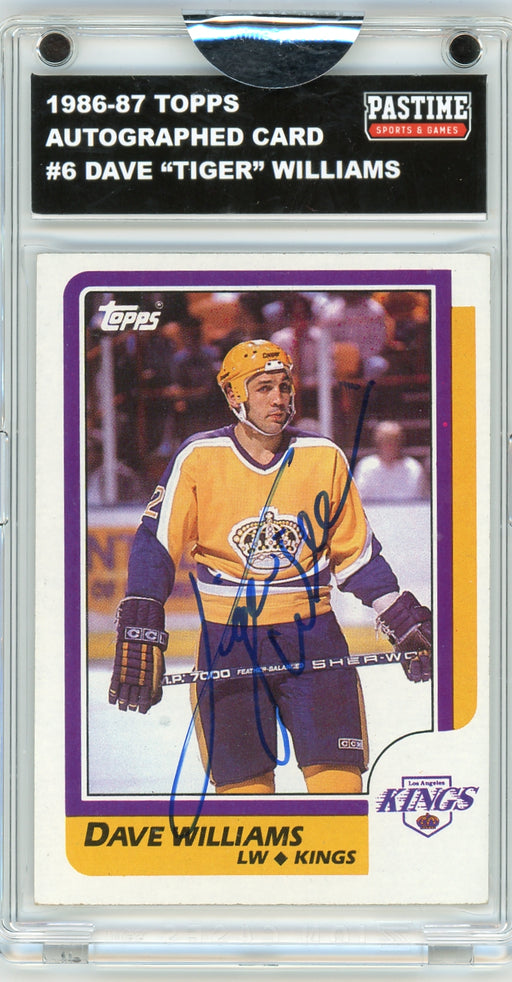 Dave "Tiger" Williams 1986/87 Topps Hockey Autographed Card Encased in Magpro