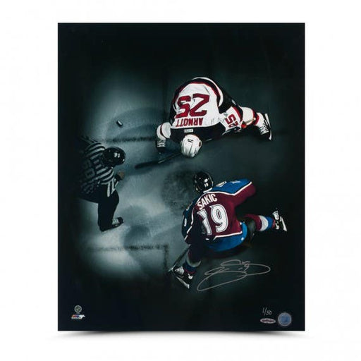 Joe Sakic Autographed Colorado Avalanche "Faceoff" 16x20 Photo - Pastime Sports & Games