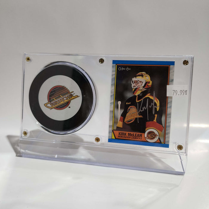 Kirk McLean Autographed Card & Vancouver Canucks Puck Display