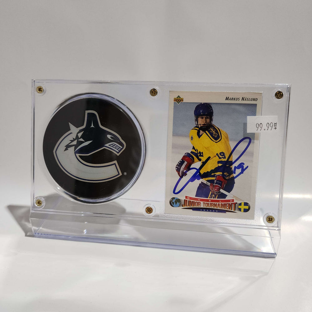 Markus Naslund Autographed Card & Vancouver Canucks Puck Display