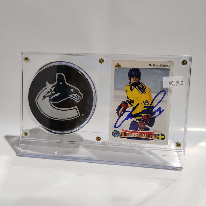 Markus Naslund Autographed Card & Vancouver Canucks Puck Display