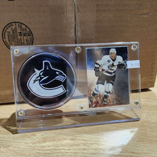 Mattias Ohlund Autographed Card 142 & Vancouver Canucks Puck Display