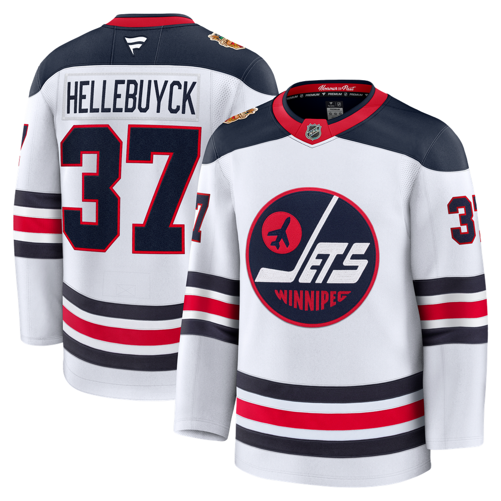 Connor Hellebuyck Winnipeg Jets 2026 White Heritage Classic Premium Away Hockey Jersey - Pastime Sports & Games