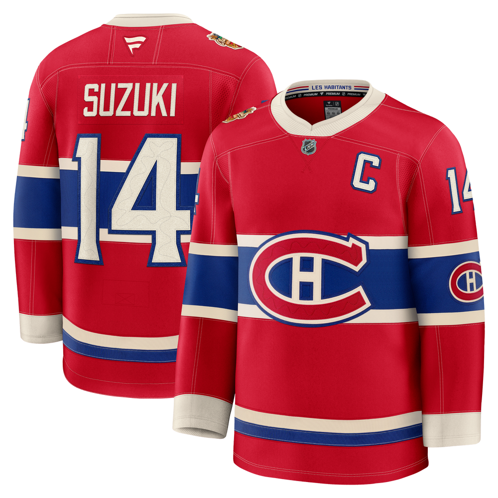Nick Suzuki Montreal Canadiens 2026 Red Heritage Classic Premium Home Hockey Jersey - Pastime Sports & Games