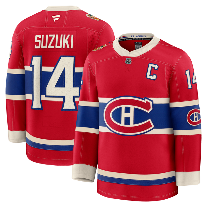 Nick Suzuki Montreal Canadiens 2026 Red Heritage Classic Premium Home Hockey Jersey - Pastime Sports & Games