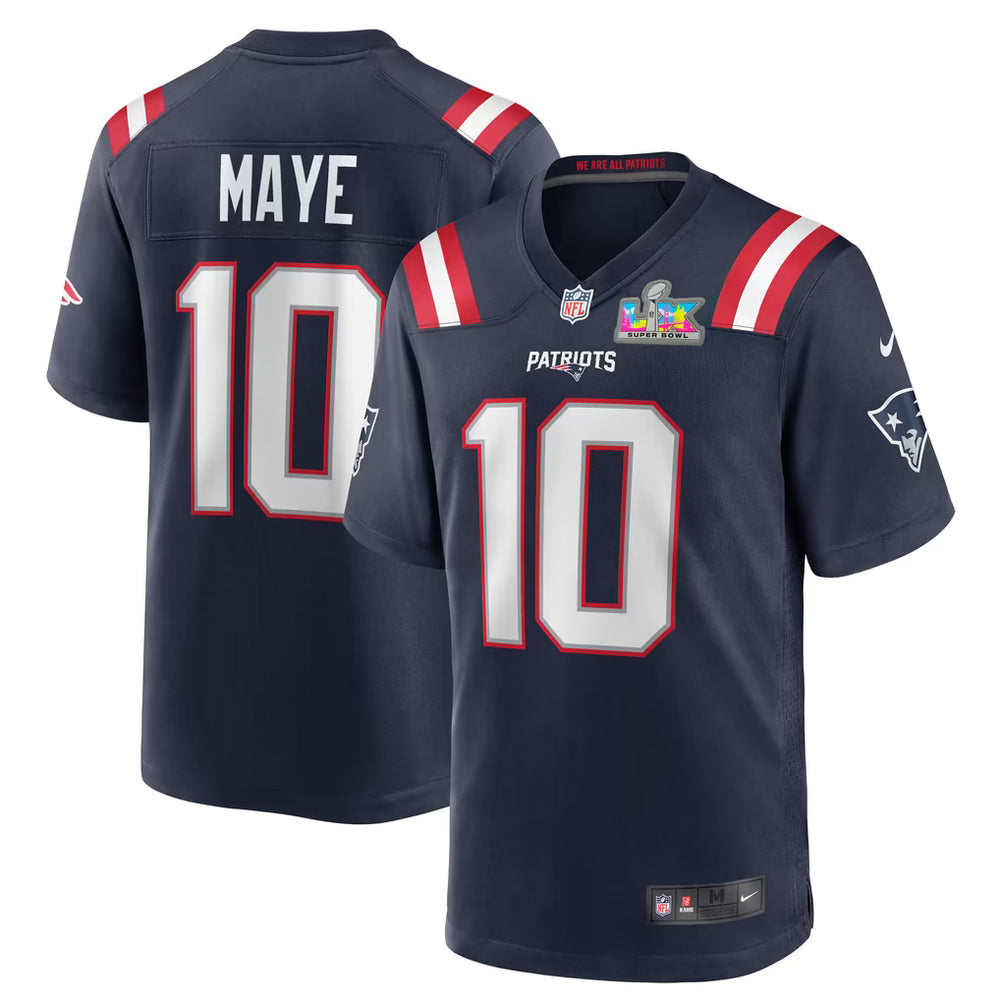Drake Maye New England Patriots Football Nike Super Bowl LX Patch Game Jersey