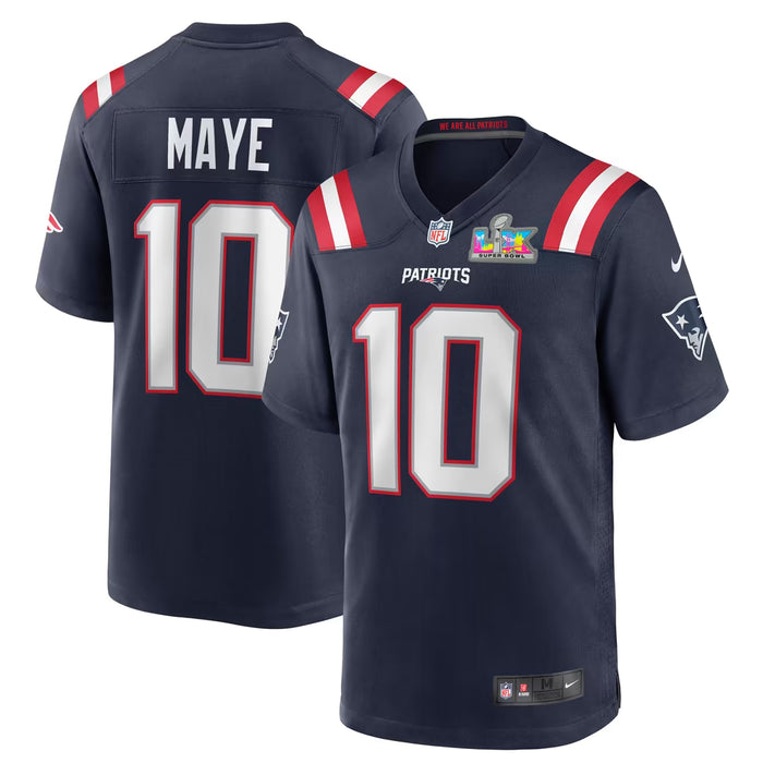 Drake Maye New England Patriots Football Nike Super Bowl LX Patch Game Jersey