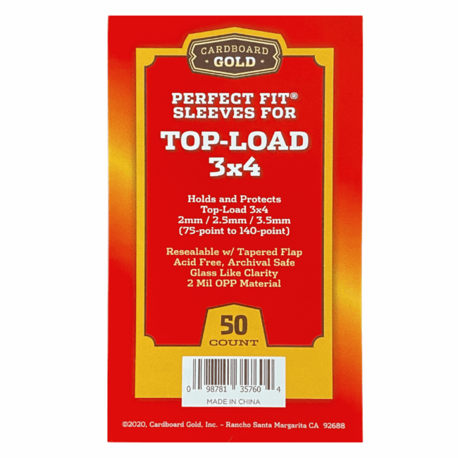 Cardboard Gold Perfect Fit Sleeves For Top-Load 3x4 (75-Point to 140-Point)