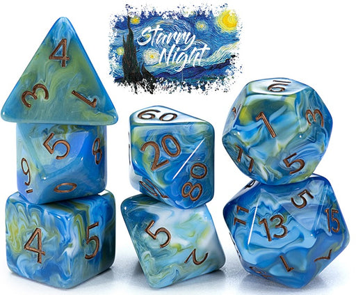 Van Gogh 7-Piece Dice Set Starry Night